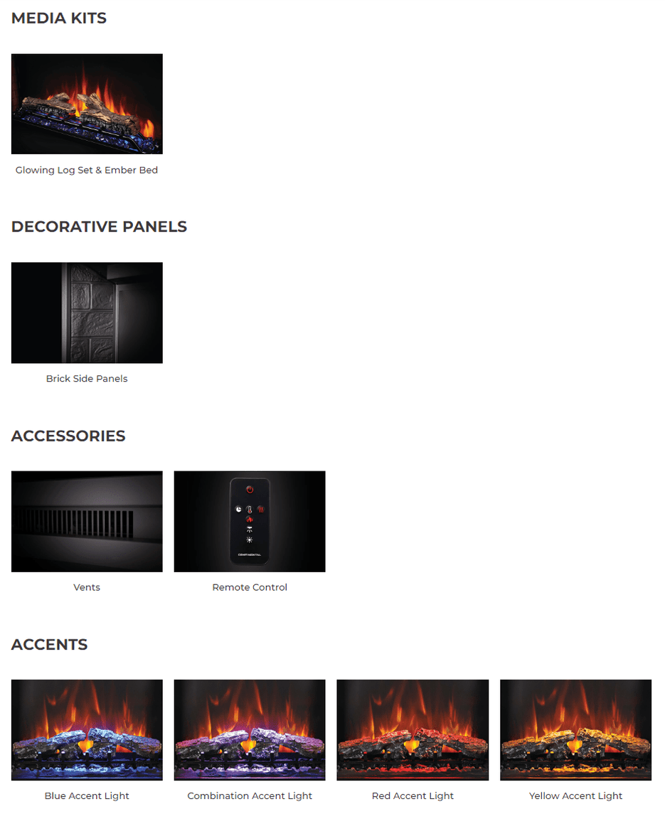 Continental CEFB36HBS Electric Fireplace Insert — Chadwicks & Hacks