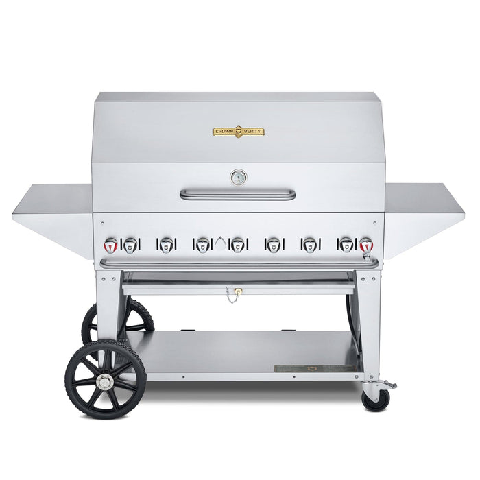 Crown Verity Crown Verity 48" Mobile Grill Pro Single Inlet 50-100 lb. Tank Capacity - CV-MCB-48-SI50/100-PRO CV-MCB-48-SI50/100-PRO Barbecue Finished - Gas