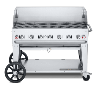 Crown Verity Crown Verity 48" Mobile Grill Single Inlet 50-100 lb. Tank Capacity & Wind Guard - CV-MCB-48-SI50/100-WGP CV-MCB-48-SI50/100-WGP Barbecue Finished - Gas