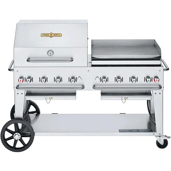 Crown Verity Crown Verity 60" Mobile Gas Grill with Dome & Griddle Package (50/100lb Tanks Only) CV-MCB-60-SI50/100-RGP Barbecue Finished - Gas