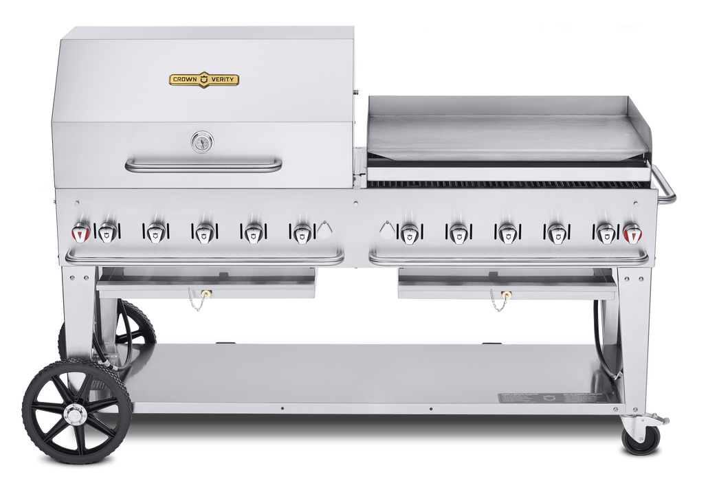 Crown Verity Crown Verity 72" Mobile Grill + Pro Griddle + RollDome Package Barbecue Finished - Gas