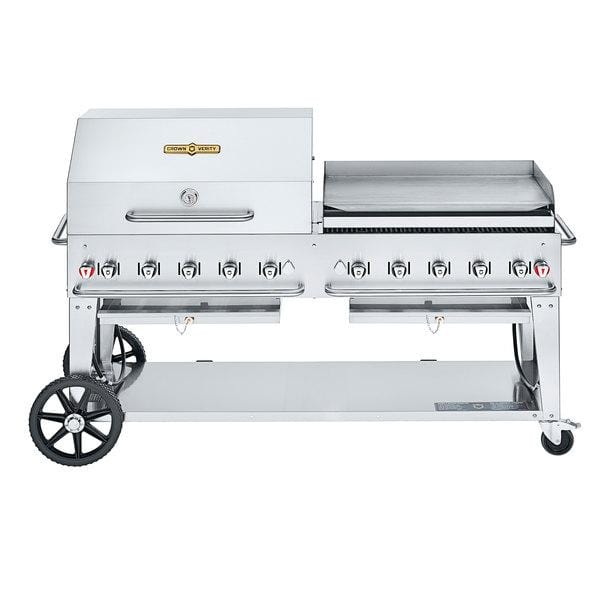 Crown Verity Crown Verity 72" Mobile Grill + Pro Griddle + RollDome Package Natural Gas CV-MCB-72RGP-NG Barbecue Finished - Gas
