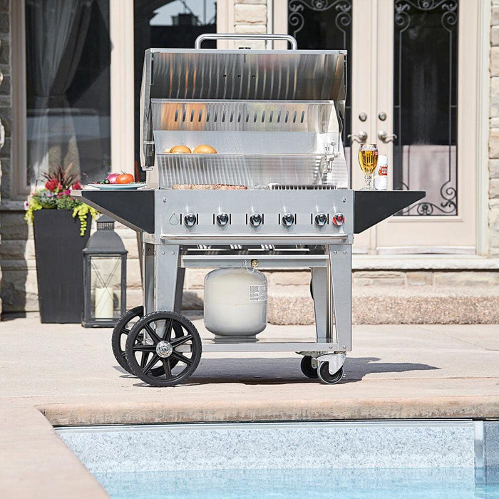 Crown Verity Crown Verity 72" Mobile Grill Single Inlet 50-100 lb. Tank Capacity & RollDome Package CV-MCB-72-SI50/100-RDP Barbecue Finished - Gas