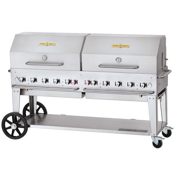 Crown Verity Crown Verity 72" Mobile Grill Single Inlet 50-100 lb. Tank Capacity & RollDome Package CV-MCB-72-SI50/100-RDP Barbecue Finished - Gas