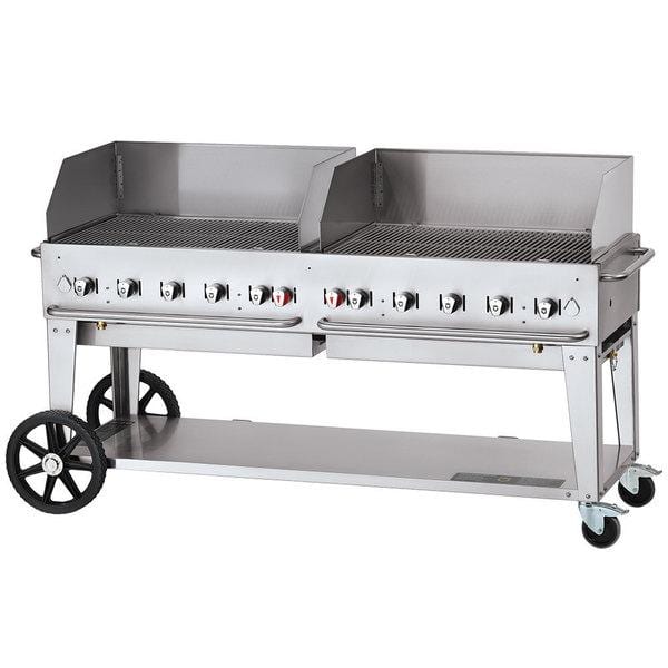 Crown Verity Crown Verity 72" Mobile Grill Single Inlet 50-100 lb. Tank Capacity & Wind Guard Package CV-MCB-72-SI50/100-WGP Barbecue Finished - Gas