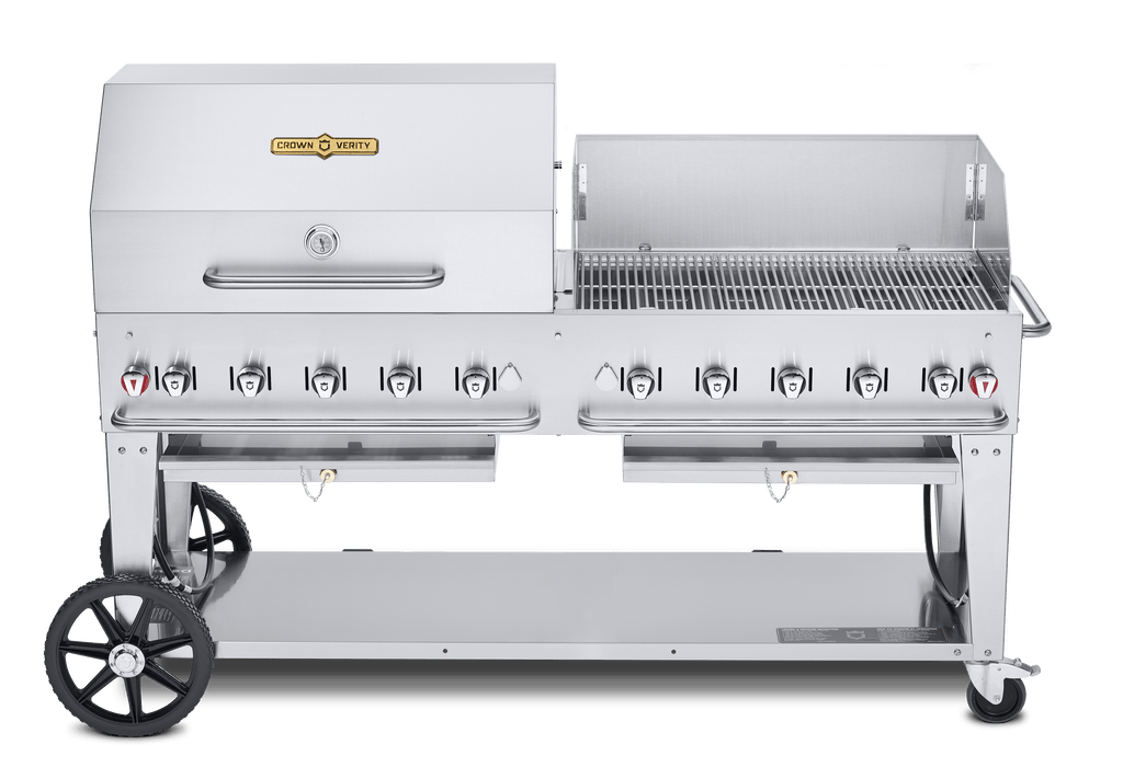 Crown Verity Crown Verity 72" Mobile Grill + WindGuards + RollDome Package Barbecue Finished - Gas