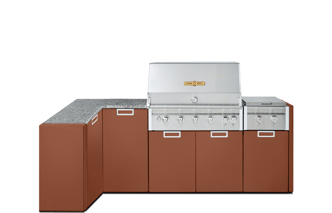 Crown Verity Crown Verity Corner Modular Grill Package (w/ Light Package) Propane / Red Rock Sandstone CV-IMP-C-RR-LP-LT Barbecue Finished - Gas
