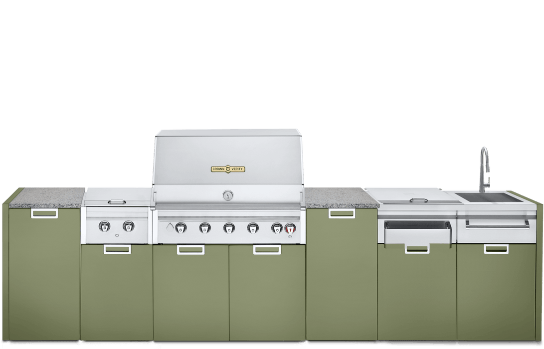 Crown Verity Crown Verity Five-Piece Modular Grill Package Propane / Napa Valley Olive CV-IMP-5-NV-LP Barbecue Finished - Gas