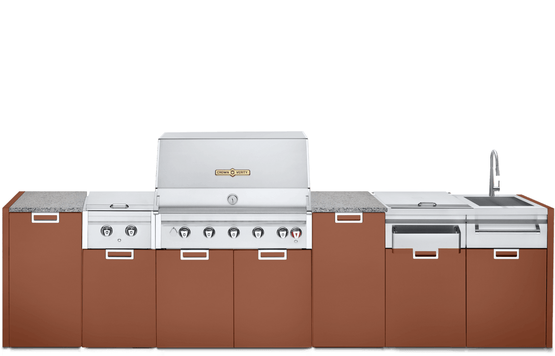 Crown Verity Crown Verity Five-Piece Modular Grill Package (w/ Light Package) Propane / Red Rock Sandstone CV-IMP-5-RR-LP-LT Barbecue Finished - Gas