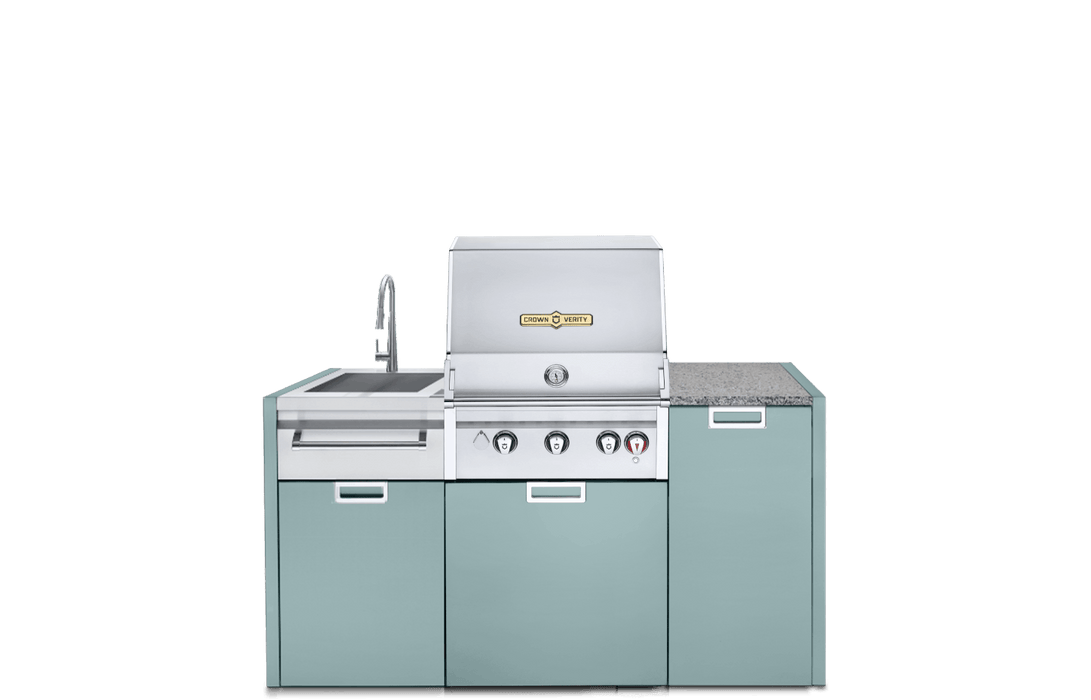 Crown Verity Crown Verity Three-Piece Modular Grill Package (w/ Light Package) Propane / Grotto Turquoise CV-IMP-3-GT-LP-LT Barbecue Finished - Gas
