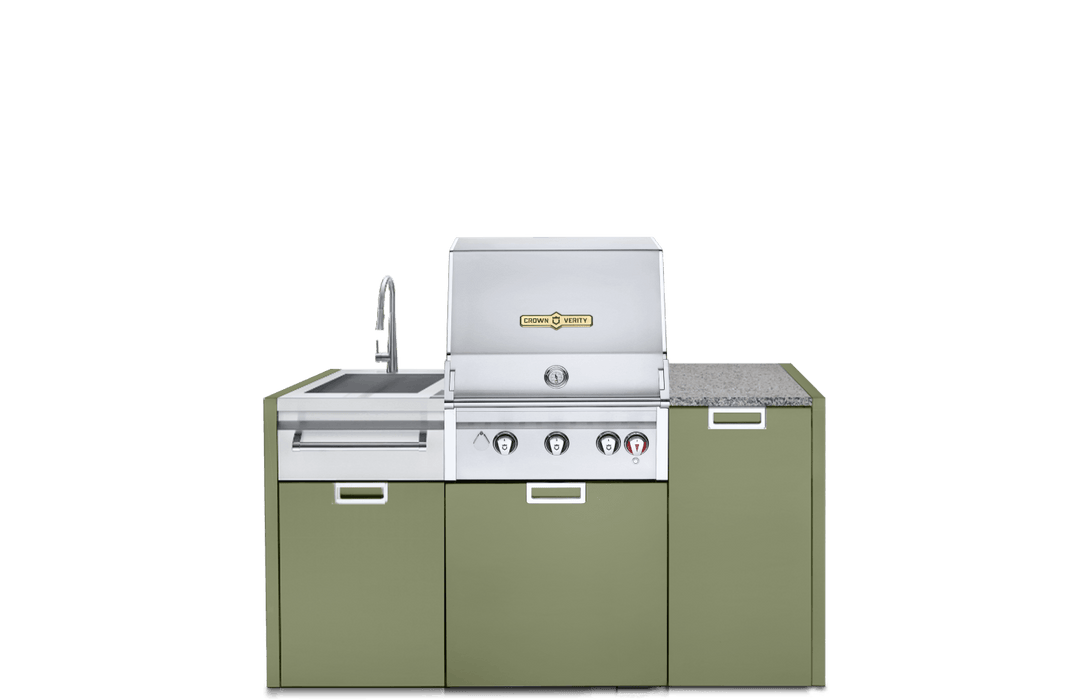 Crown Verity Crown Verity Three-Piece Modular Grill Package (w/ Light Package) Propane / Napa Valley Olive CV-IMP-3-NV-LP-LT Barbecue Finished - Gas