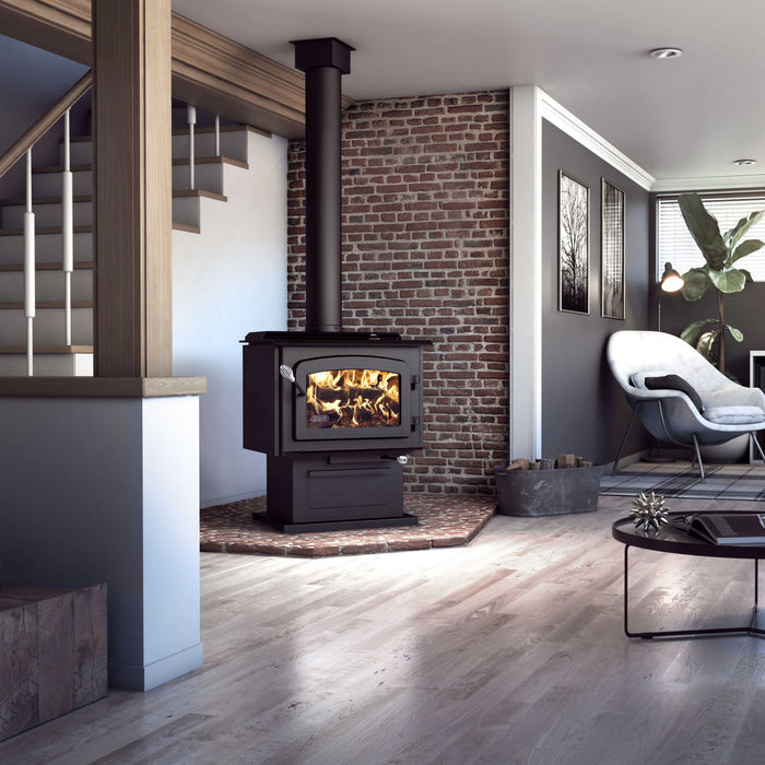 Drolet Drolet Escape 1800 Wood Stove (Pedestal Model) Fireplace Finished - Wood