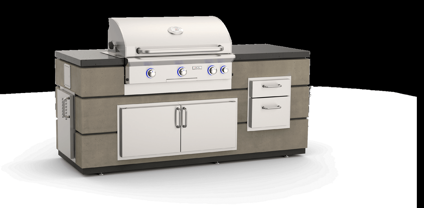 Fire Magic American Outdoor Grill GFRC Contemporary Island with Smoke base & Polished Black Lava top - ID650-SMD-82BA ID650-SMD-82BA Barbecue Finished - Gas 619655080321