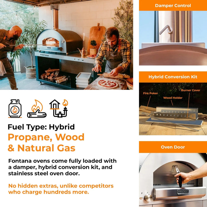 Fontana Forni Fontana Forni Firenze Hybrid Gas & Wood Pizza Oven Barbecue Finished - Gas