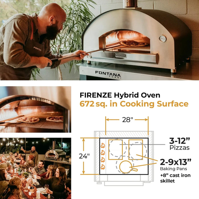 Fontana Forni Fontana Forni Firenze Hybrid Gas & Wood Pizza Oven Barbecue Finished - Gas