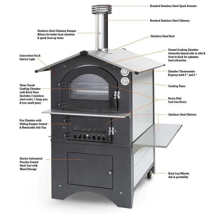 Fontana Forni Fontana Forni Gusto 80x54 Wood-Fired Dual Chamber Pizza Oven GUSTO80x54AV Barbecue Accessories 840495111221