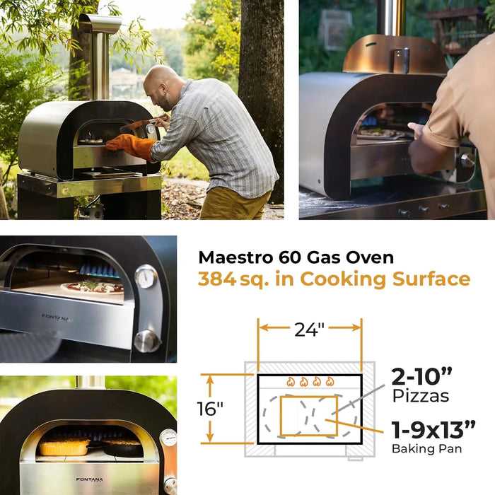 Fontana Forni Fontana Forni Maestro 60 Gas Pizza Oven FFMAES60 Barbecue Finished - Gas
