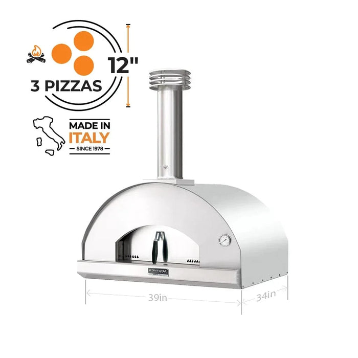 Fontana Forni Fontana Forni Mangiafuoco Wood-Fired Pizza Oven Stainless Steel FTMF-S Barbecue Finished - Charcoal 840495100119