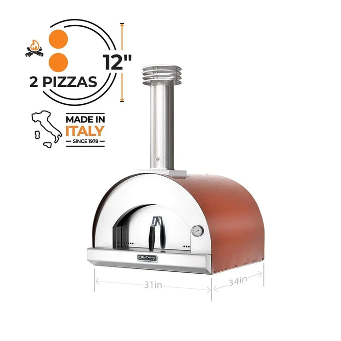 Fontana Forni Fontana Forni Margherita Wood-Fired Pizza Oven Red FTMAR-R Barbecue Finished - Charcoal 840495100065
