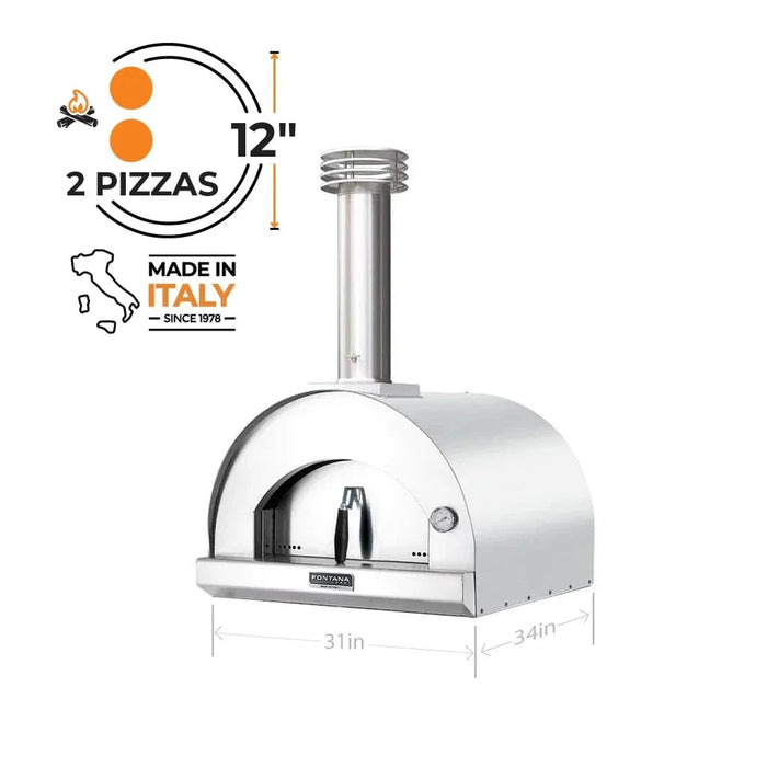 Fontana Forni Fontana Forni Margherita Wood-Fired Pizza Oven Stainless Steel FTMAR-S Barbecue Finished - Charcoal 840495100089