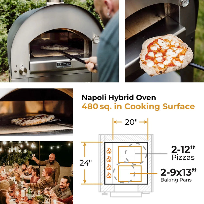 Fontana Forni Fontana Forni Napoli Hybrid Gas & Wood Pizza Oven FTNAP-H-A Barbecue Finished - Gas