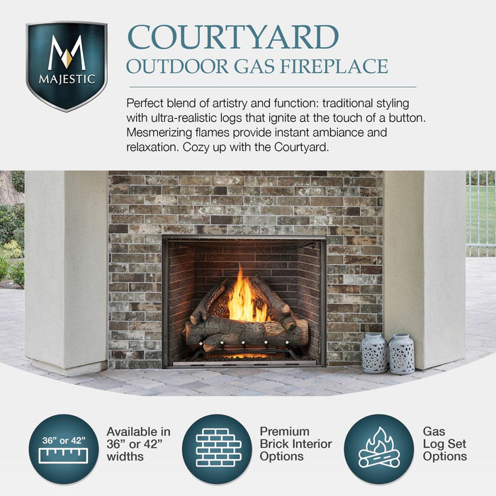 Heat And Glow Heat & Glo 36" Courtyard Outdoor Fireplace Fireplace Finished - Outdoor