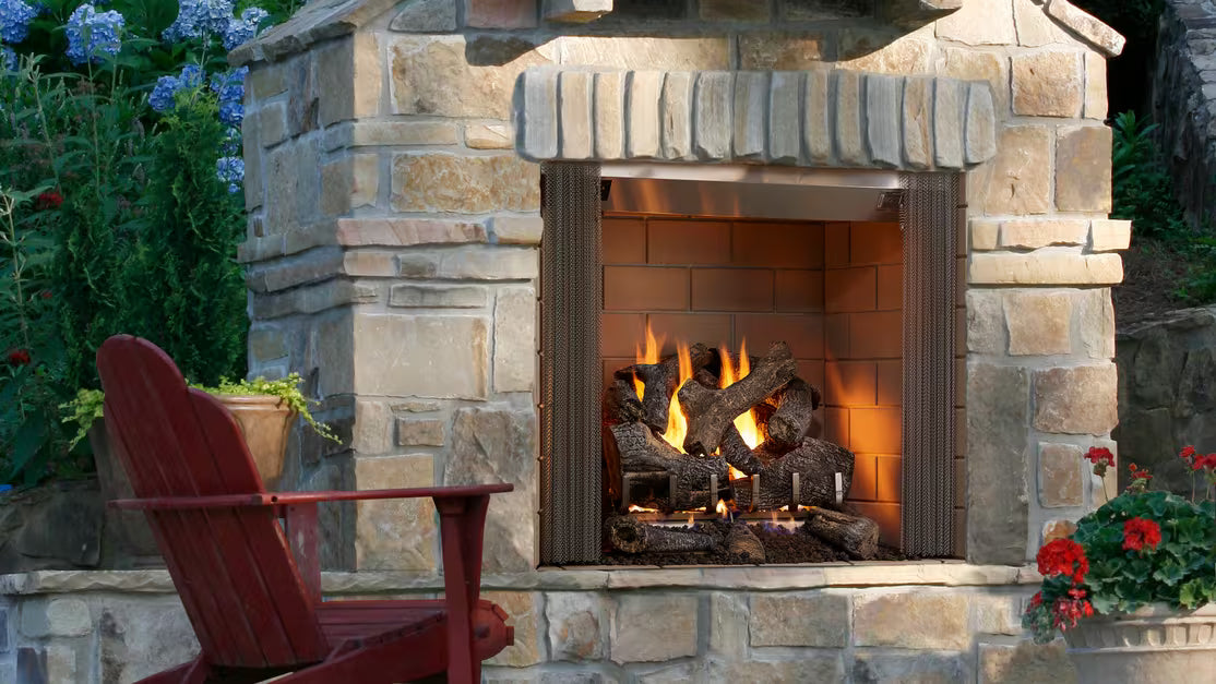 Heat And Glow Heat & Glo 42" Castlewood Outdoor Wood Firebox ODCASTLEWD-42-B-FD Fireplace Finished - Wood