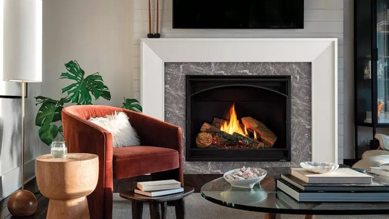 Heat And Glow Heat & Glo 6KX 42" Gas Fireplace (Large Traditional Tranquil Grege Refractory & Driftwood Logs) 8KX-TGT-DW-FD Fireplace Finished - Gas