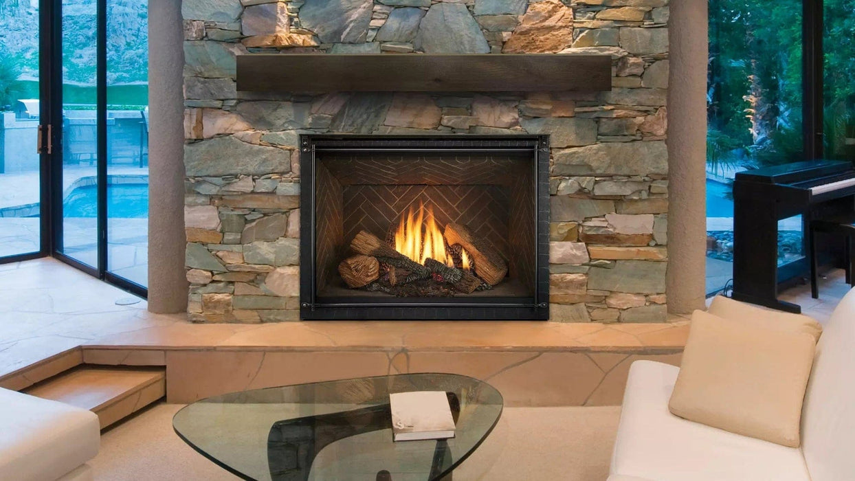 Heat And Glow Heat & Glo 8KX 36" Gas Fireplace (Large Traditional Tranquil Grege Refractory & Driftwood Logs) 6KX-TGT-DW-FD Fireplace Finished - Gas