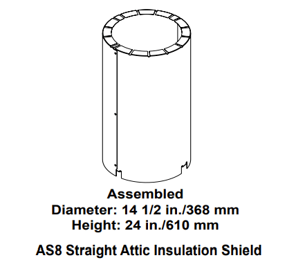 Heat And Glow Heat & Glo Attic insulation shield, straight flue (firestop not included) - AS8 AS8-FD Fireplace Accessories