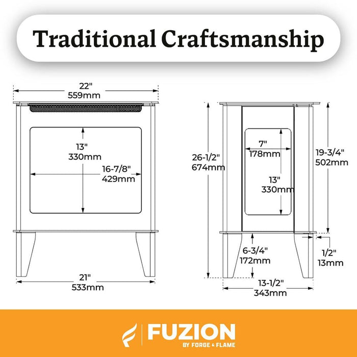 Heat And Glow Heat & Glo Fuzion Multi-Sided Electric Fireplace Stove Heater FUZION-EX-FD Fireplace Finished - Electric