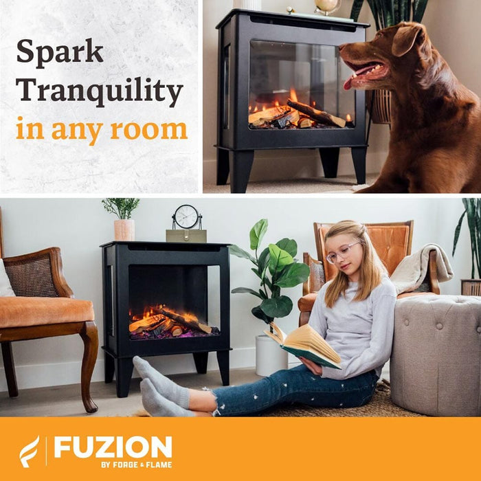 Heat And Glow Heat & Glo Fuzion Multi-Sided Electric Fireplace Stove Heater FUZION-EX-FD Fireplace Finished - Electric