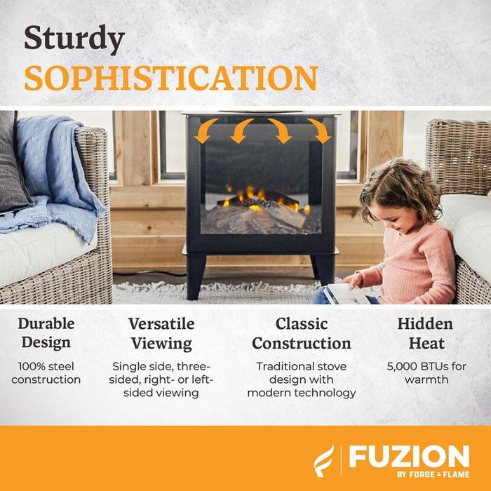 Heat And Glow Heat & Glo Fuzion Multi-Sided Electric Fireplace Stove Heater FUZION-EX-FD Fireplace Finished - Electric