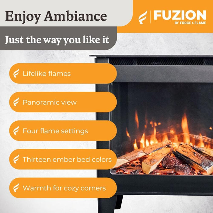 Heat And Glow Heat & Glo Fuzion Multi-Sided Electric Fireplace Stove Heater FUZION-EX-FD Fireplace Finished - Electric