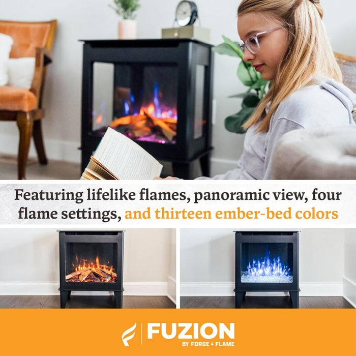 Heat And Glow Heat & Glo Fuzion Multi-Sided Electric Fireplace Stove Heater FUZION-EX-FD Fireplace Finished - Electric