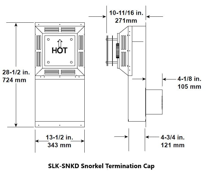 Heat And Glow Heat & Glo SL Snorkel Cap (14" Vertical Rise) - SLK-SNKD SLK-SNKD Fireplace Venting