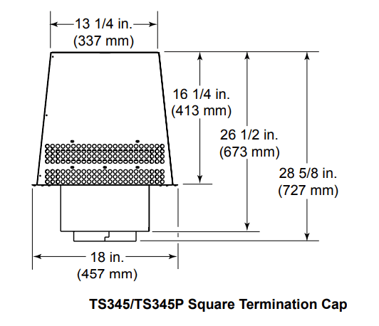 Heat And Glow Heat & Glo Trapezoid Termination Cap (Black) - TS345P TS345P-FD Fireplace Venting