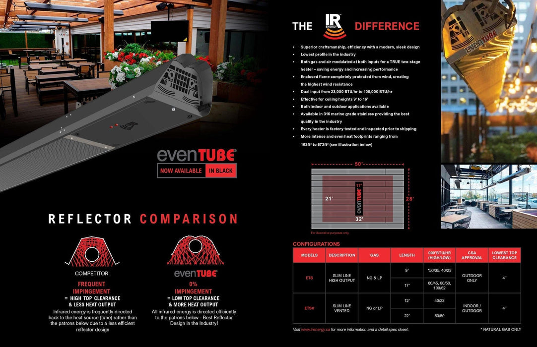 Ir Energy IR Energy evenTUBE Slimline ETSV80 Indoor/Outdoor Heater Outdoor Finished