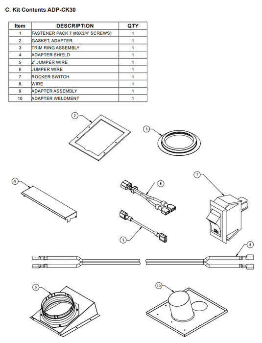 Majestic Majestic Adapter Kit (Use with CK-30) - ADP-CK30 ADP-CK30 Fireplace Venting