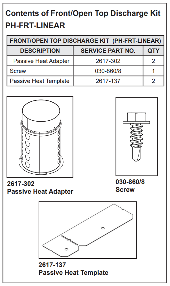 Majestic Passive Heat Kit For Front Or Top Discharge PHFRTLINEAR