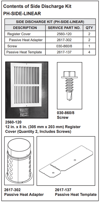 Majestic Majestic Passive Heat Kit For Side Discharge - PH-SIDE PH-SIDE Fireplace Venting