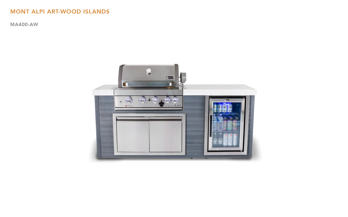 Mont Alpi Mont Alpi 4-Burner Artwood Island in Stainless Steel Barbecue Finished - Gas