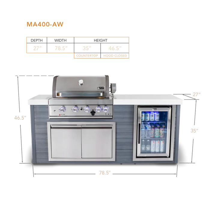 Mont Alpi Mont Alpi 4-Burner Artwood Island in Stainless Steel Barbecue Finished - Gas