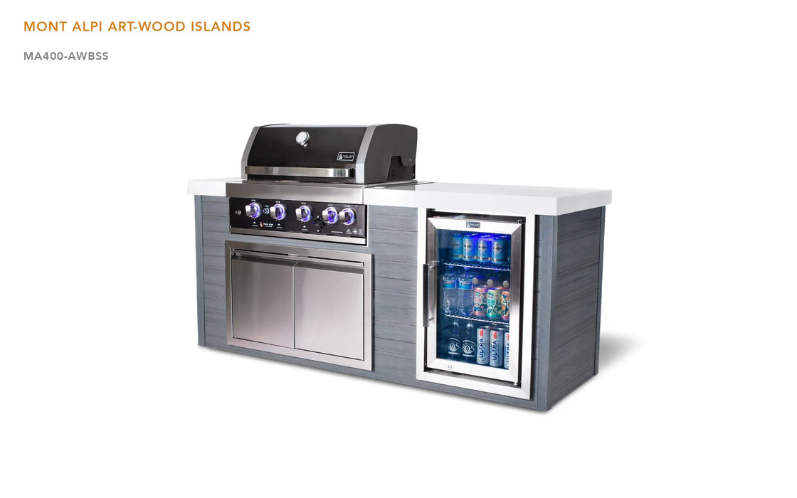 Mont Alpi Mont Alpi 4-Burner Artwood Island in Stainless Steel Barbecue Finished - Gas
