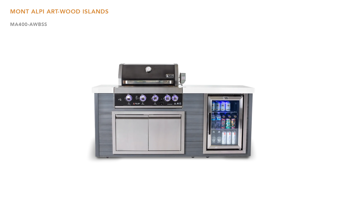 Mont Alpi Mont Alpi 4-Burner Artwood Island in Stainless Steel Barbecue Finished - Gas