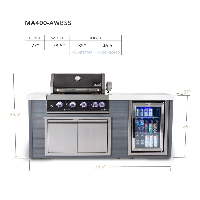 Mont Alpi Mont Alpi 4-Burner Artwood Island in Stainless Steel Barbecue Finished - Gas