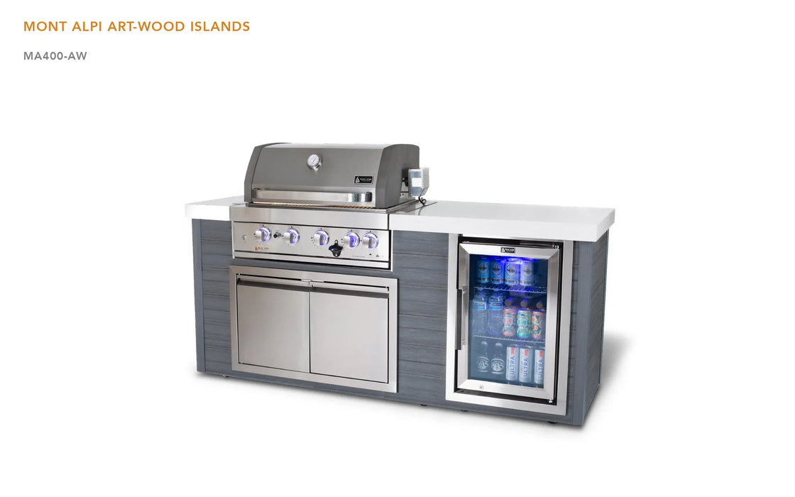 Mont Alpi Mont Alpi 4-Burner Artwood Island in Stainless Steel Barbecue Finished - Gas