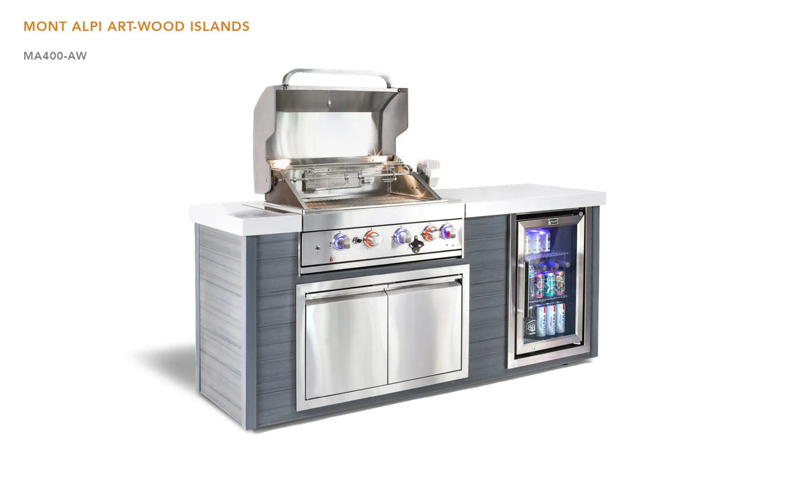 Mont Alpi Mont Alpi 4-Burner Artwood Island in Stainless Steel Barbecue Finished - Gas