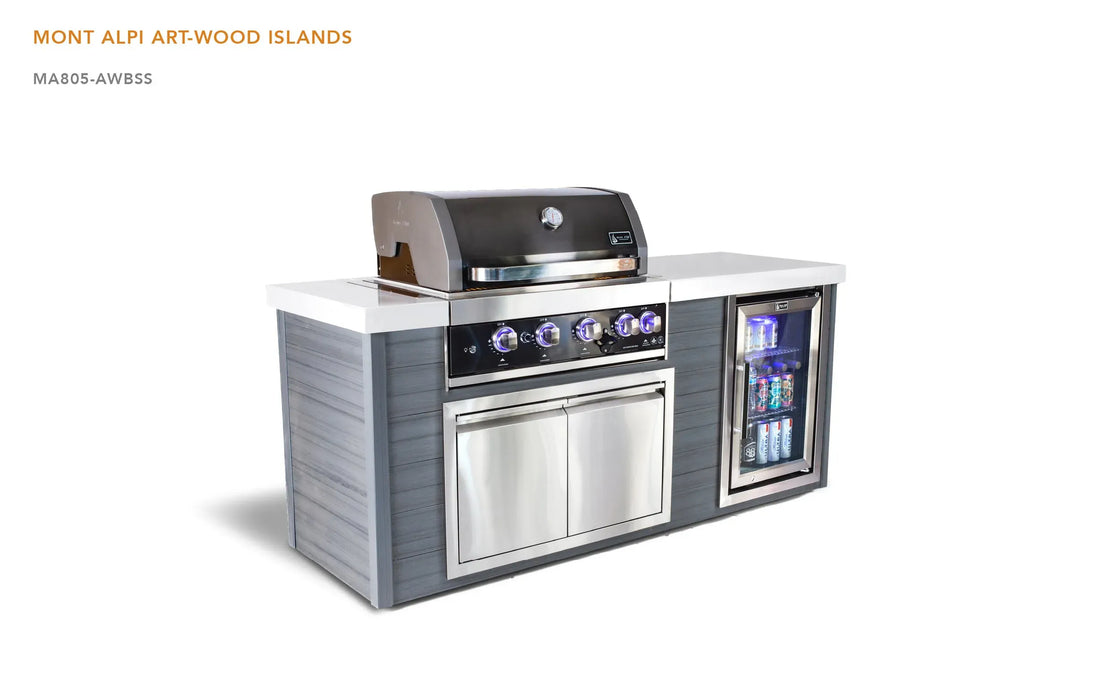 Mont Alpi Mont Alpi 4-Burner Artwood Island in Stainless Steel Black Stainless Steel MA400-AWBSS Barbecue Finished - Gas