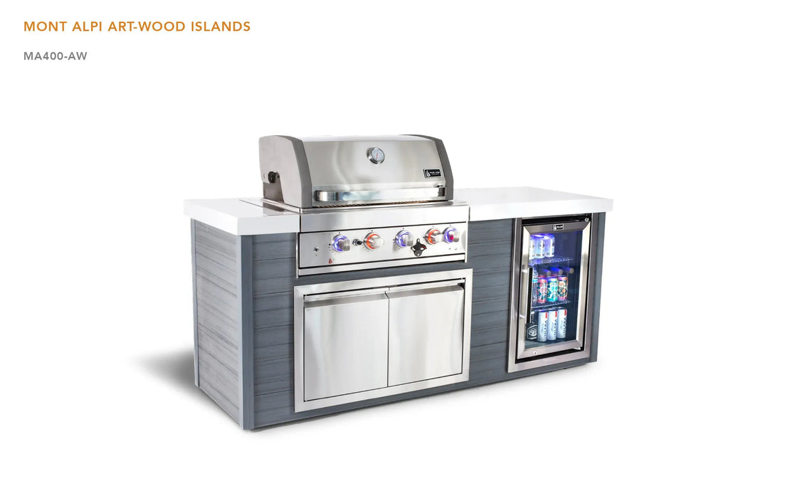 Mont Alpi Mont Alpi 4-Burner Artwood Island in Stainless Steel Stainless Steel MA400-AW Barbecue Finished - Gas